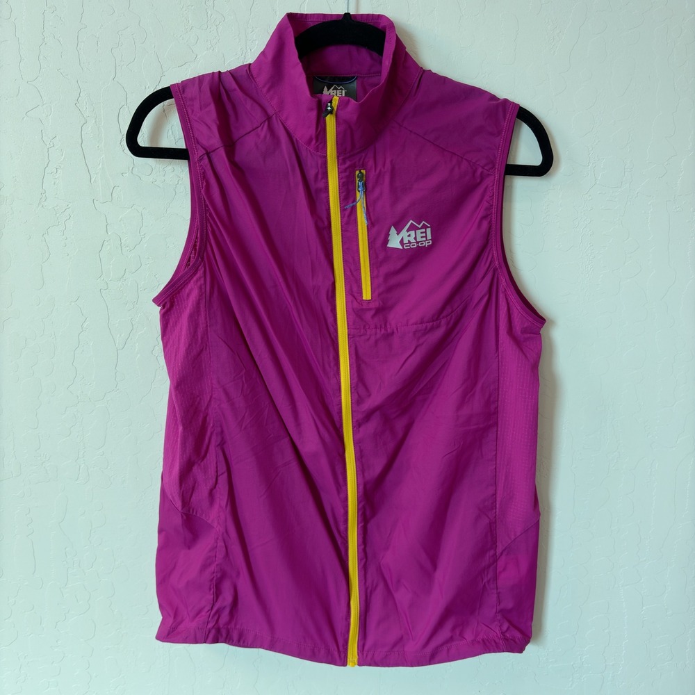 REI Co-op‎ Men's Swiftland Active Running Vest Purple Yellow Full Zip Small